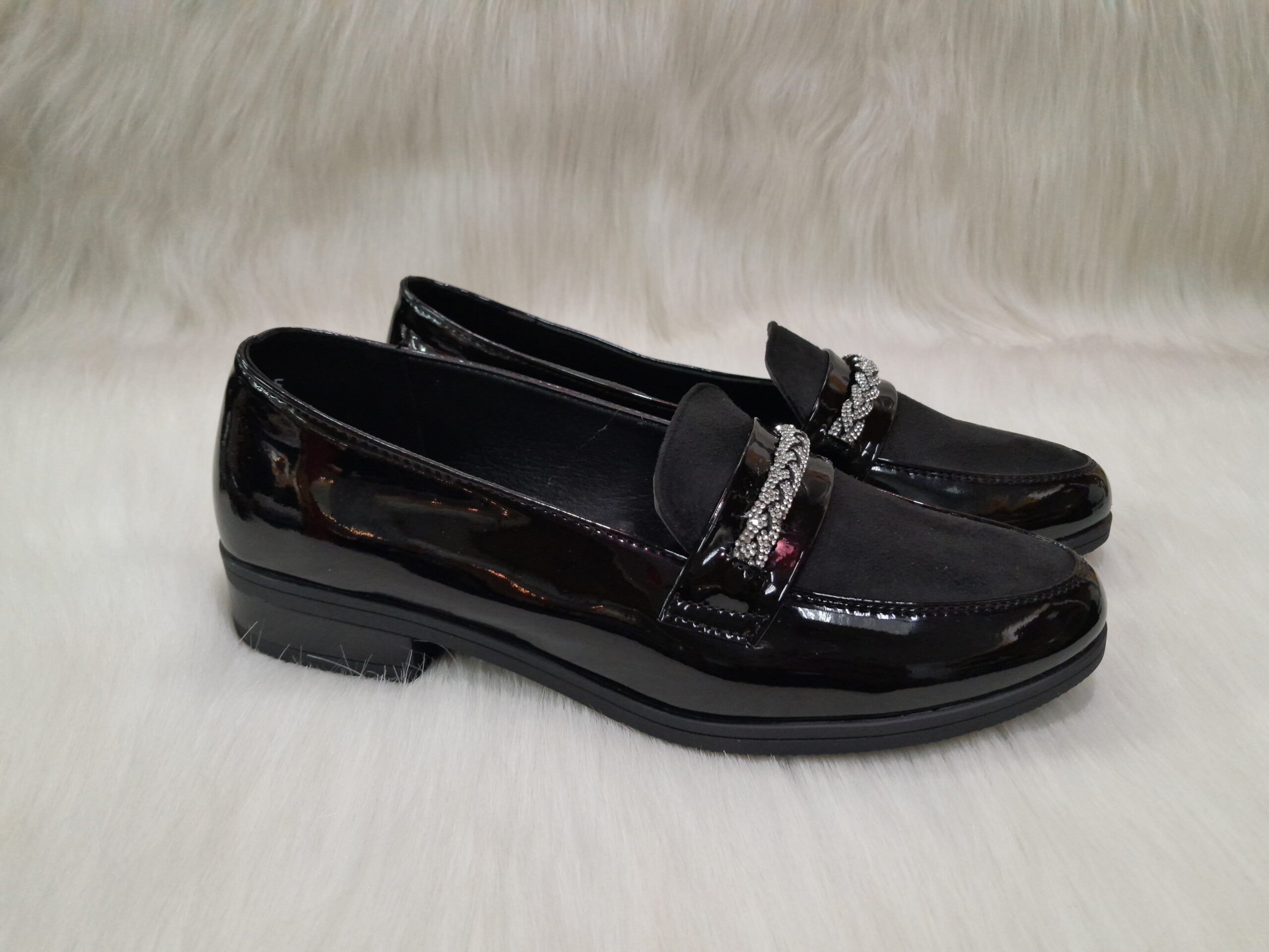 DIamante Patent Black Loafer