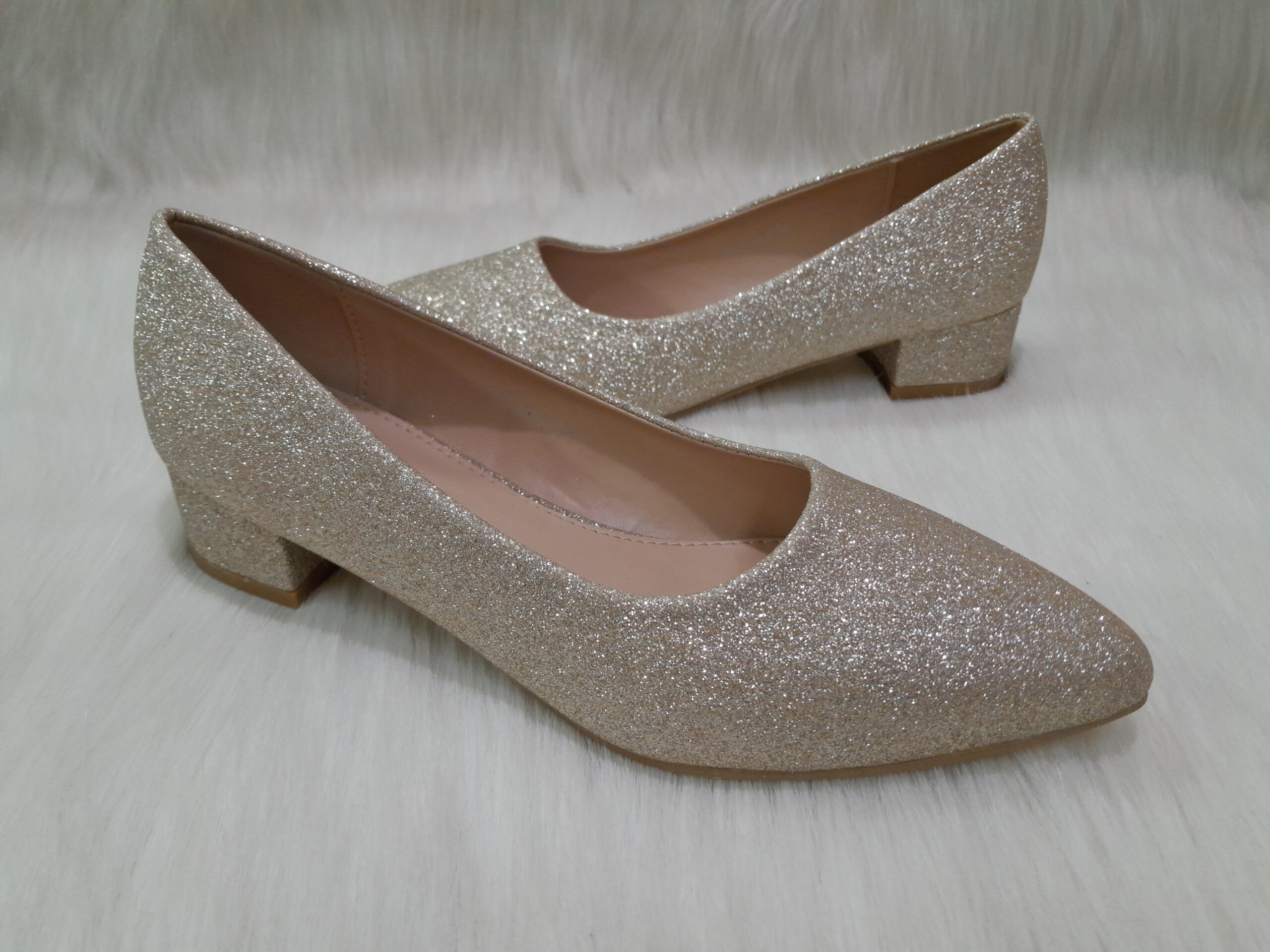 Glitter Gold Block Heel