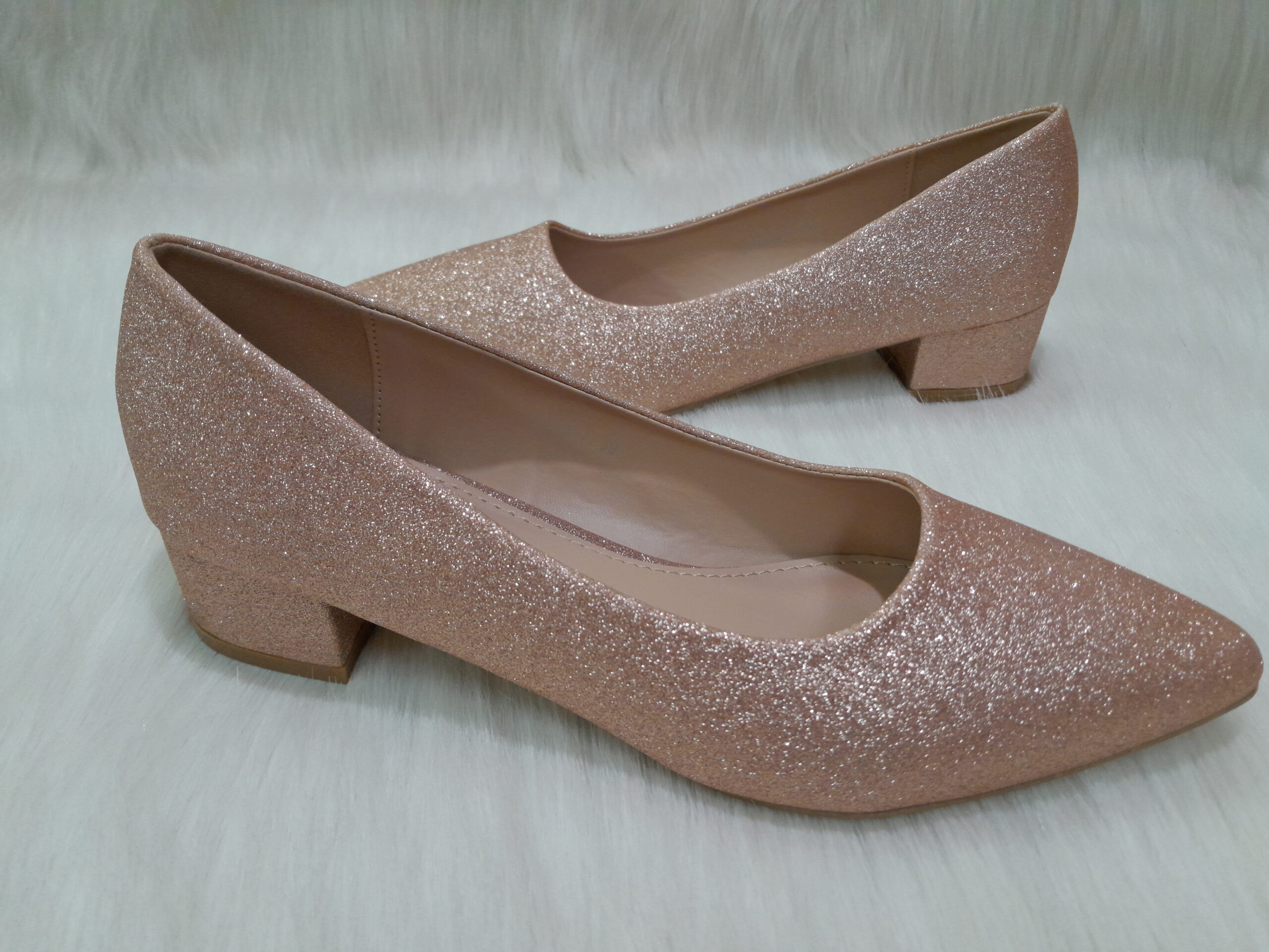 Glitter Rose Gold Block Heel
